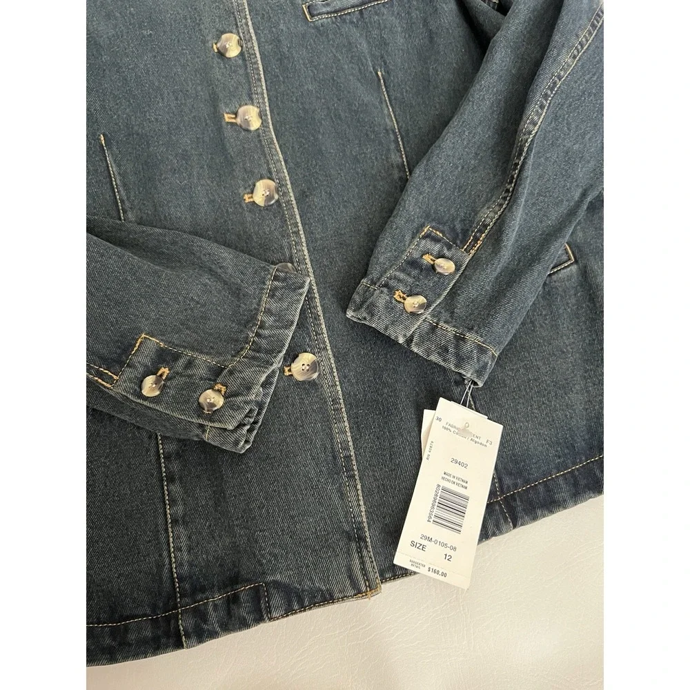Benard Sport Vintage New Womens 12 Dark Wash Denim Jacket Military Deadstock